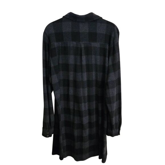 Soft Surroundings Mad About Plaid Tunic Charcoal Buffalo Check Size L - Picture 3 of 11